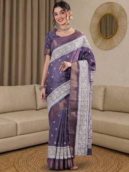 Akhilam - Lavender Silk Blend Woven Saree