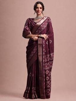 Akhilam - Magenta Silk Blend Woven Saree