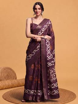 Akhilam - Burgundy Silk Blend Woven Saree