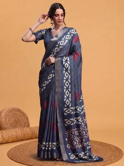 Akhilam - Blue Silk Blend Woven Saree