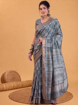 Akhilam - Green Silk Blend Woven Saree