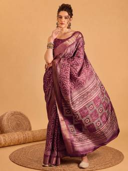 Akhilam - Mauve Silk Blend Woven Saree