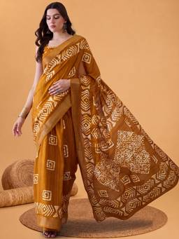Akhilam - Mustard Silk Blend Woven Saree