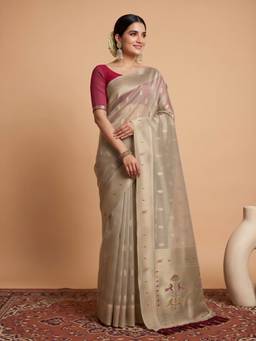 Akhilam - Women'S Tissue Metallic Woven Design Festive Saree