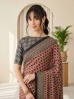 Sareemall - Women's Satin Multi-Color Printed Saree