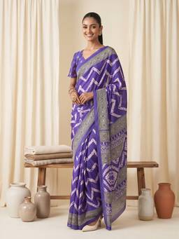 Sareemall - Women's Satin Purple Printed Saree