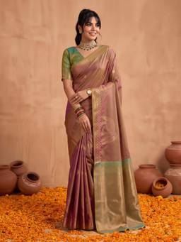 Sareemall - Women's Silk Brown Woven Design Saree