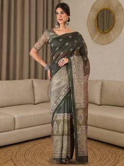 Akhilam - Multicolor Silk Blend Embroidered Saree
