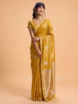 Akhilam - Mustard Satin Woven Saree