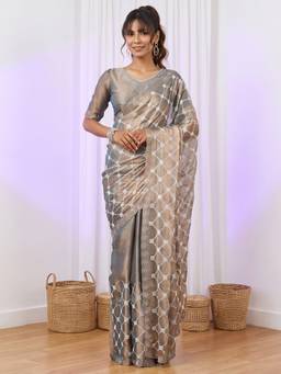 Akhilam - Metallic Chiffon Embellished Saree