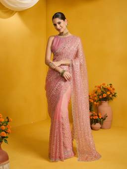 Sareemall - Women's Soft Silk Pink Embellished Saree