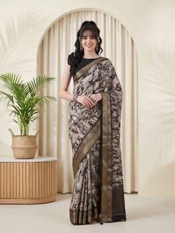 Akhilam - Women'S Viscose Silk Black Woven Saree
