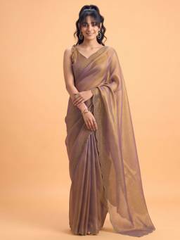 Akhilam - Women'S Satin Silk Metallic Embellished Saree