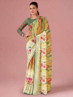 Akhilam - Multicolor Georgette Printed Saree
