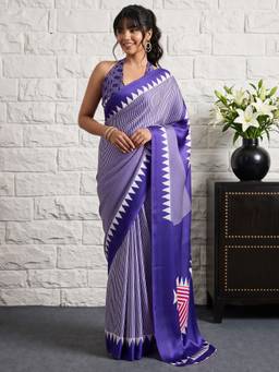 Akhilam - Burgundy Satin Printed Saree