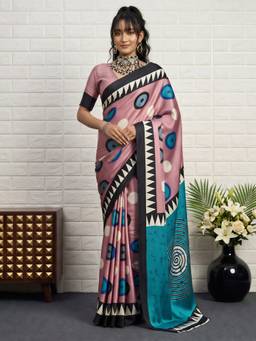 Akhilam - Mauve Satin Printed Saree