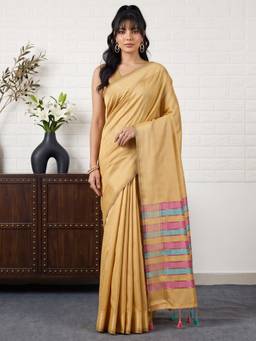 Akhilam - Mustard Silk Woven Saree
