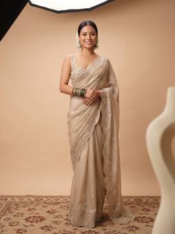 Akhilam - Women'S Organza Metallic Embellished Saree