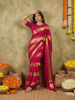 Sareemall - Women's Satin Red Saree