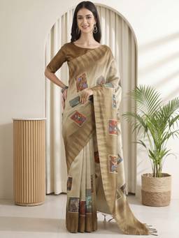Akhilam - Olive Cotton Silk Woven Saree