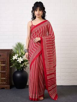 Akhilam - Red Silk Pre-draped Saree