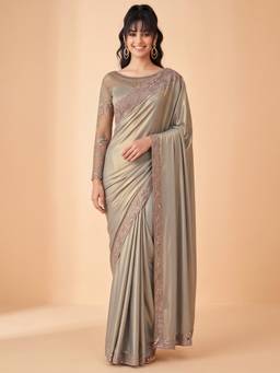 Akhilam - Metallic Satin Embellished Saree