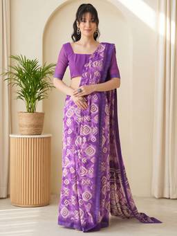 Akhilam - Purple Georgette Printed Saree