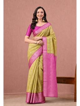 THE WEAVERS SHOP BY RAAVI - Women's Art Silk Woven Gold Saree
