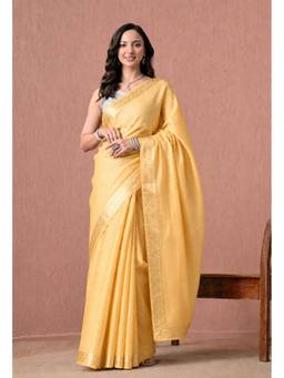 THE WEAVERS SHOP BY RAAVI - Women's Cotton Woven Yellow Saree