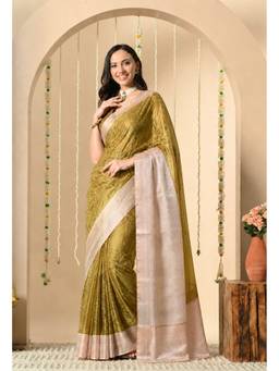 THE WEAVERS SHOP BY RAAVI - Women's Art Silk Woven Green Saree