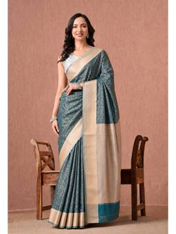 THE WEAVERS SHOP BY RAAVI - Women's Art Silk Woven Blue Saree