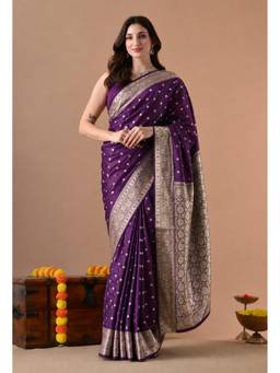 THE WEAVERS SHOP BY RAAVI - Women's Art Silk Woven Purple Saree