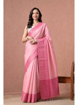 THE WEAVERS SHOP BY RAAVI - Women's Art Silk Woven Pink Saree