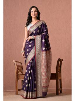 THE WEAVERS SHOP BY RAAVI - Women Art Silk Woven Purple Saree