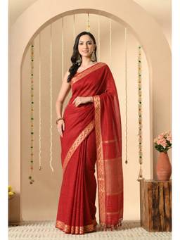 THE WEAVERS SHOP BY RAAVI - Women's Cotton Woven Red Saree