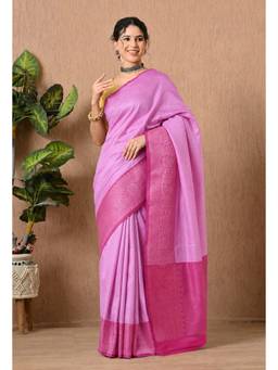 THE WEAVERS SHOP BY RAAVI - Women's Woven Art Silk Pink Saree