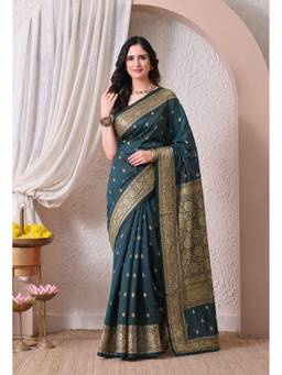THE WEAVERS SHOP BY RAAVI - Women's Woven Art Silk Blue Saree