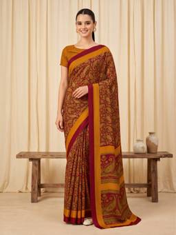Sareemall - Women's Crepe Maroon Printed Saree