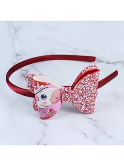 Asthetika Kids - Unicorn Glitter Bow Hair Band - Red
