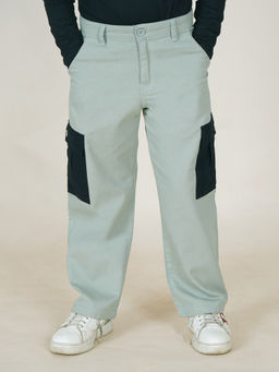 KiddoPanti - Boys Green Thigh Cut Sew Cargo