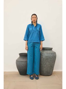 Prakriti Jaipur - Women's Blue Printed Co-Ord (Set of 2)
