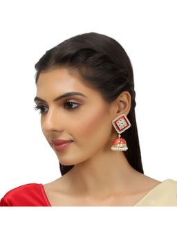Accessher - Ethnic Red Meenakari Jhumka Jhumki Earrings