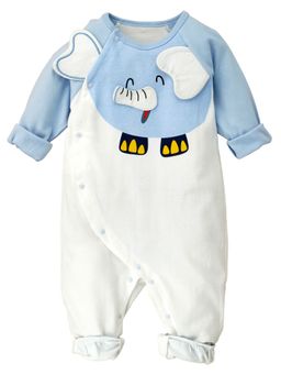 Little Surprise Box - Blue 3D Eared Elephant Theme Full Sleeves Romper