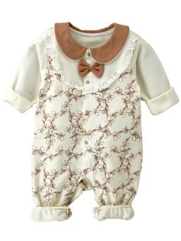 Little Surprise Box - Brown Doodle Butterfly Full Sleeves Style Romper