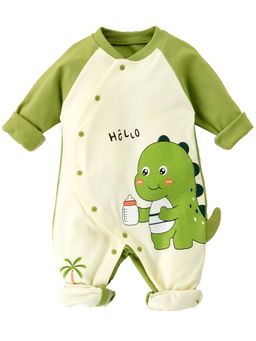 Little Surprise Box - Green Baby Bottle Dino Full Sleeves Style Romper