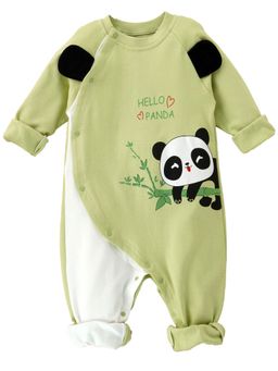 Little Surprise Box - Green Panda Full Sleeves Style Romper