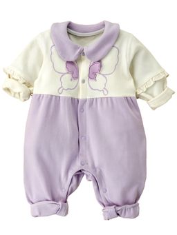 Little Surprise Box - Purple & Cream Butterfly Full Sleeves Style Romper