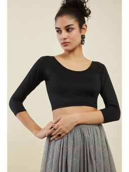 Soch - Black Cotton Spandex Prince Cut Blouse