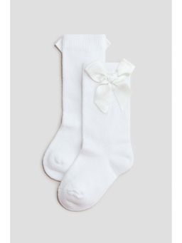 H&M - Kids White Bow-Detail Knee Socks