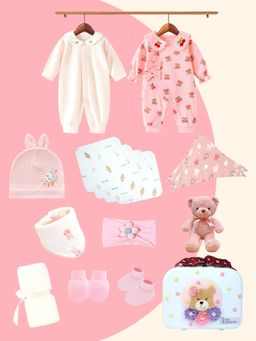 Little Surprise Box - Unisex Baby Pink Teddy Birthday Gift Hamper Set (9-18 Months)